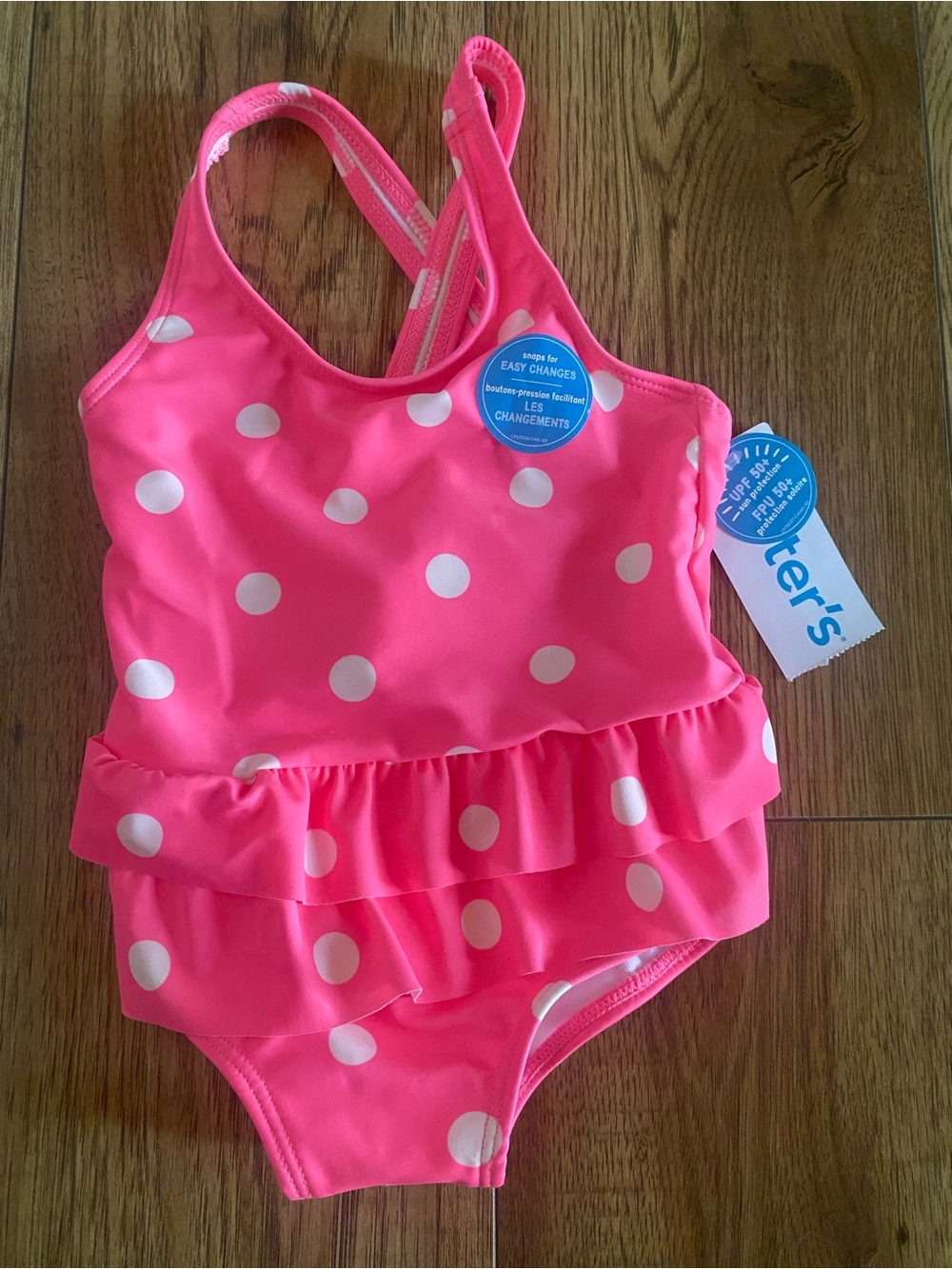 Carter's Pink Polka Dot Ruffle One-Piece Swimsuit